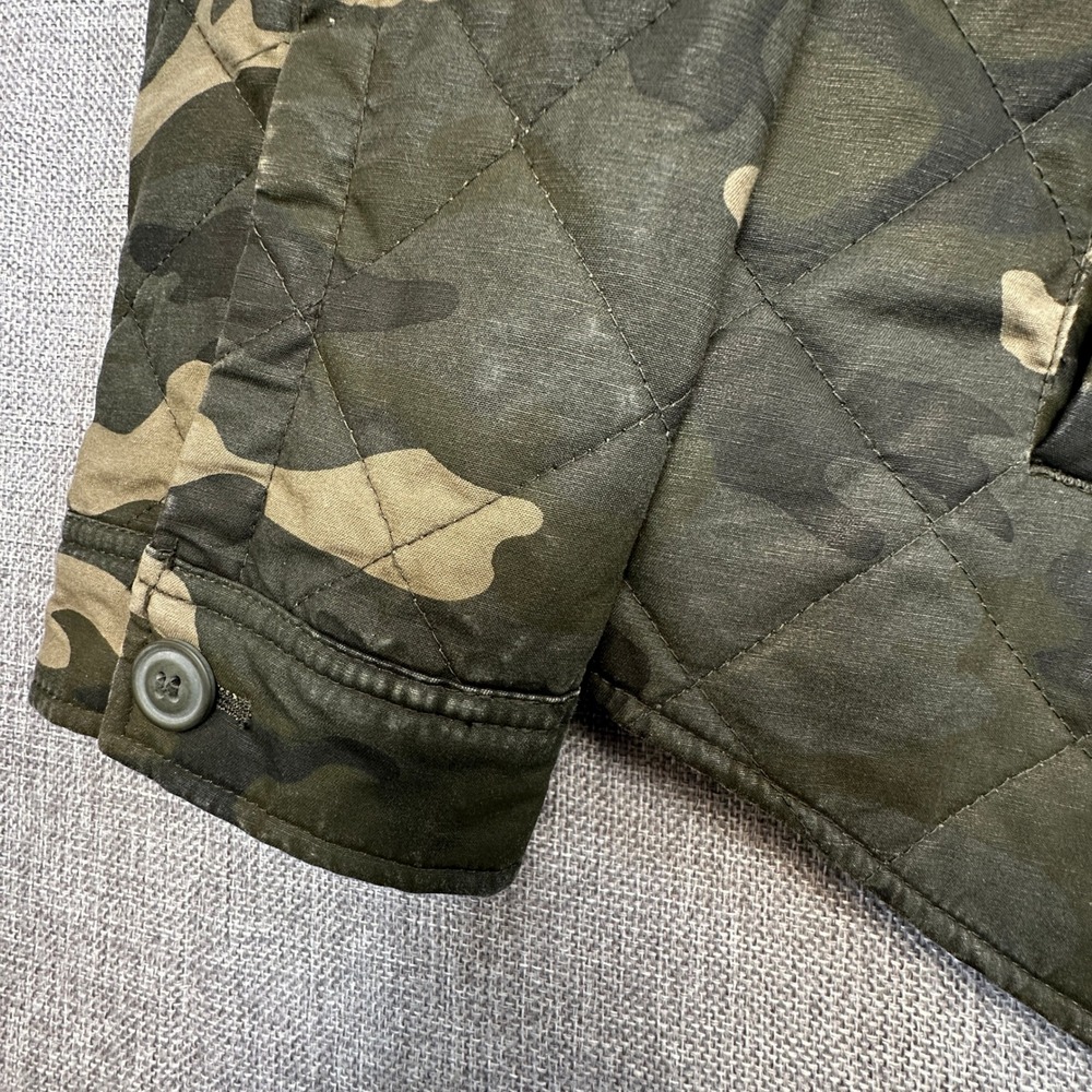 Levi's Cotton Diamond Quilted‎ Shirt Jacket Mens XL Green Camouflage Zip Shacket - Picture 3 of 13